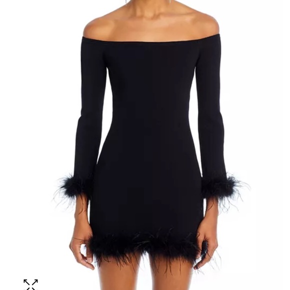 Black mini dress with feathers - Picture 4 of 4